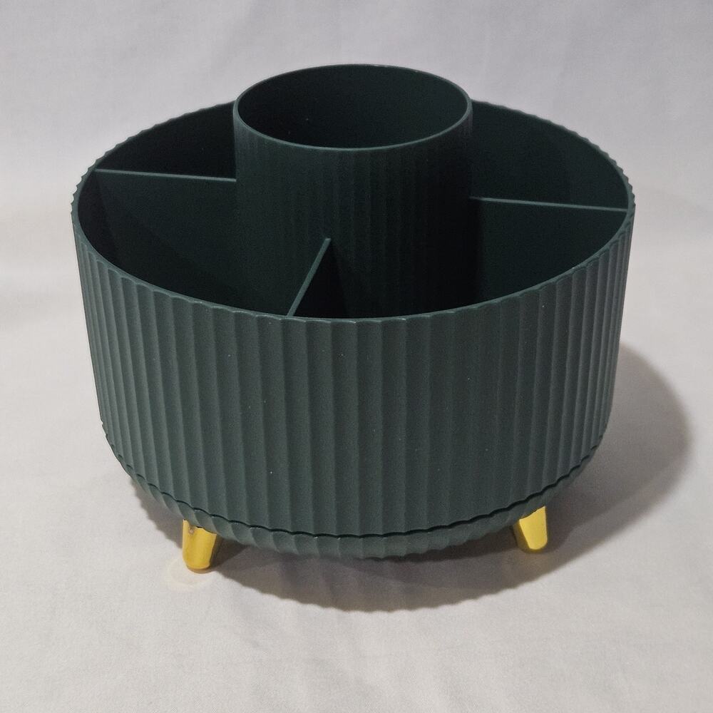 Green 360 Rotating Desk Organizer Caddy Pen Makeup Holder Gold Feet
